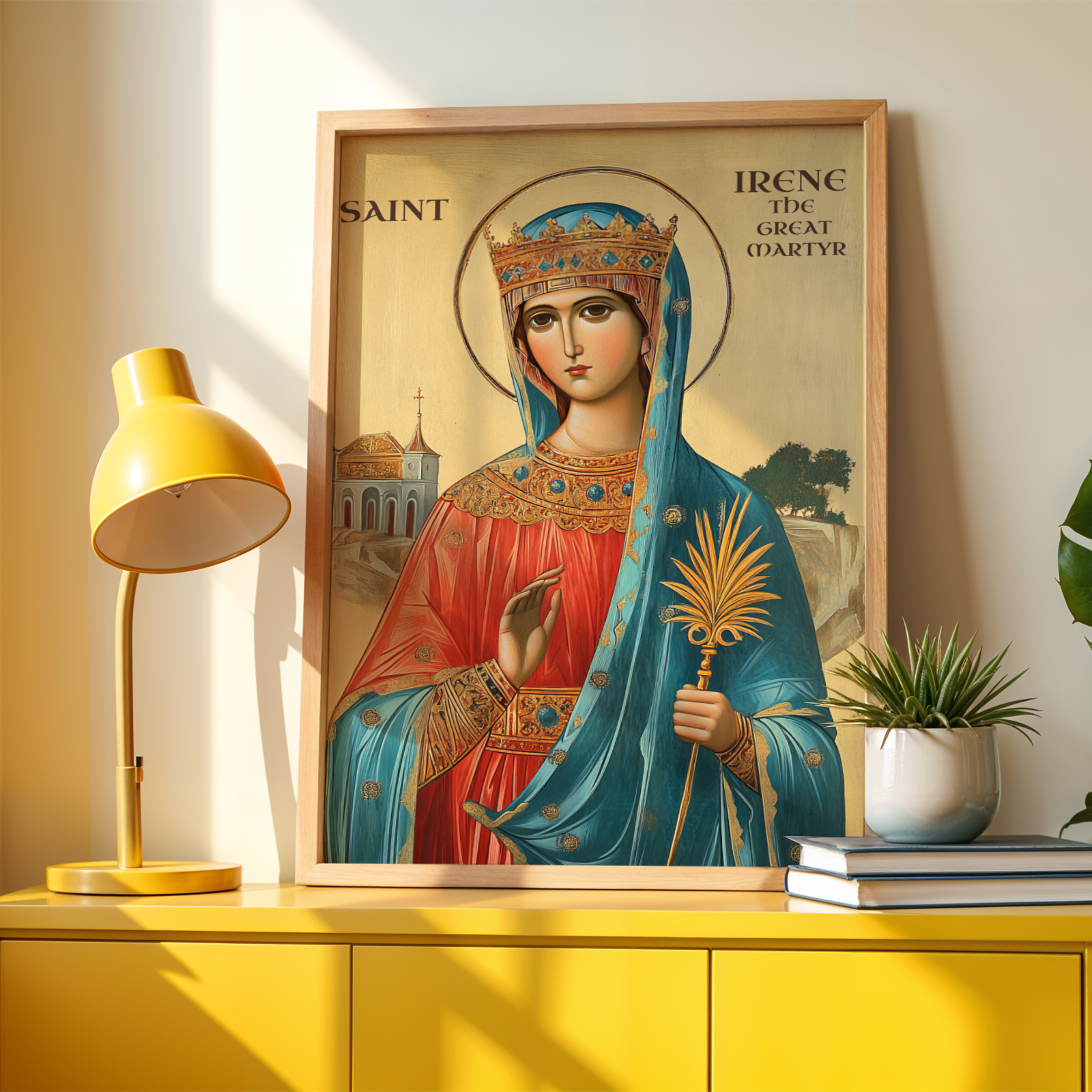 Saint Irene the Great Martyr Icon Wall Art, Courage and Martyrdom Gift Orthodox Decor
