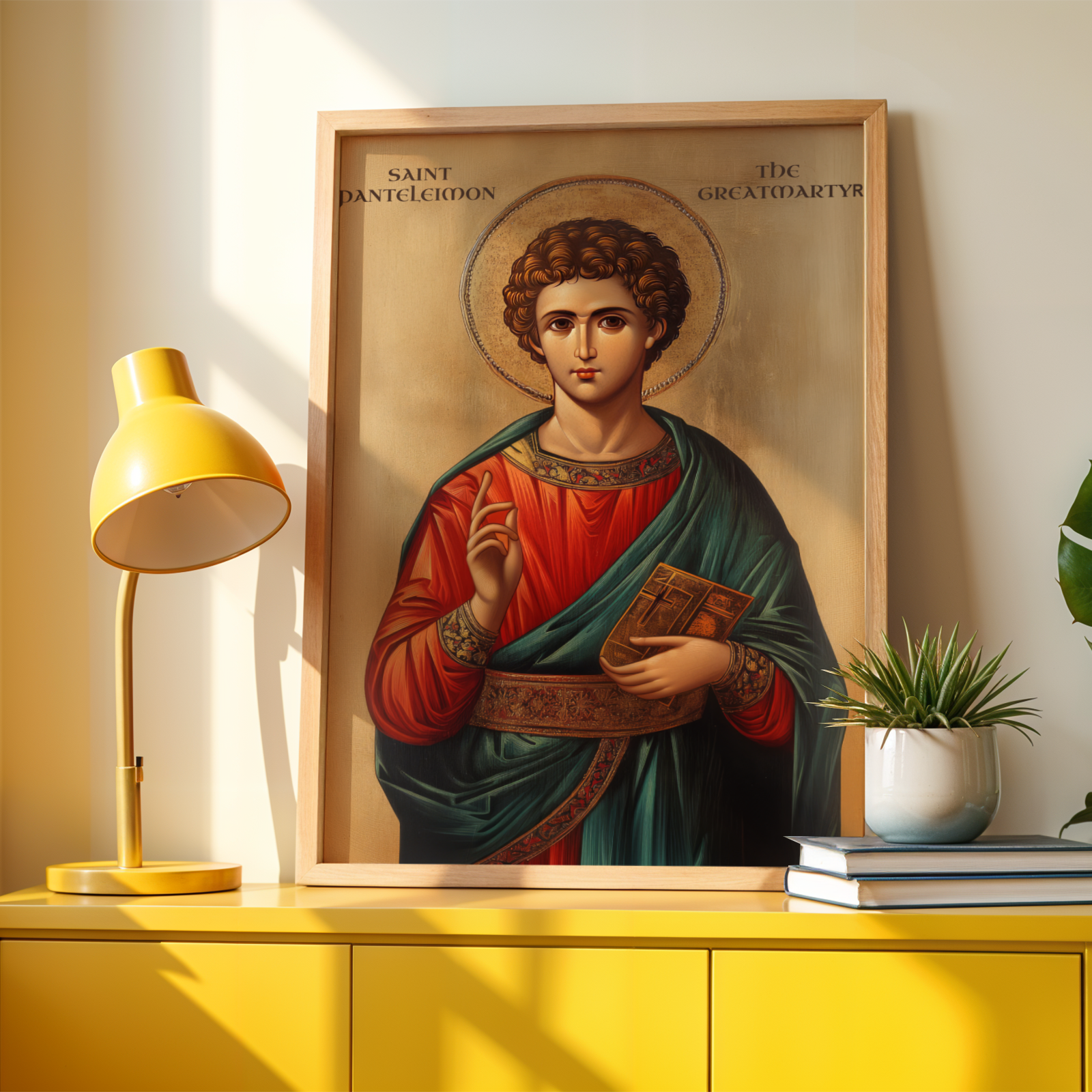 Saint Panteleimon Icon Print, Healing Prayer Gift Orthodox Wall Art, Holygraceart