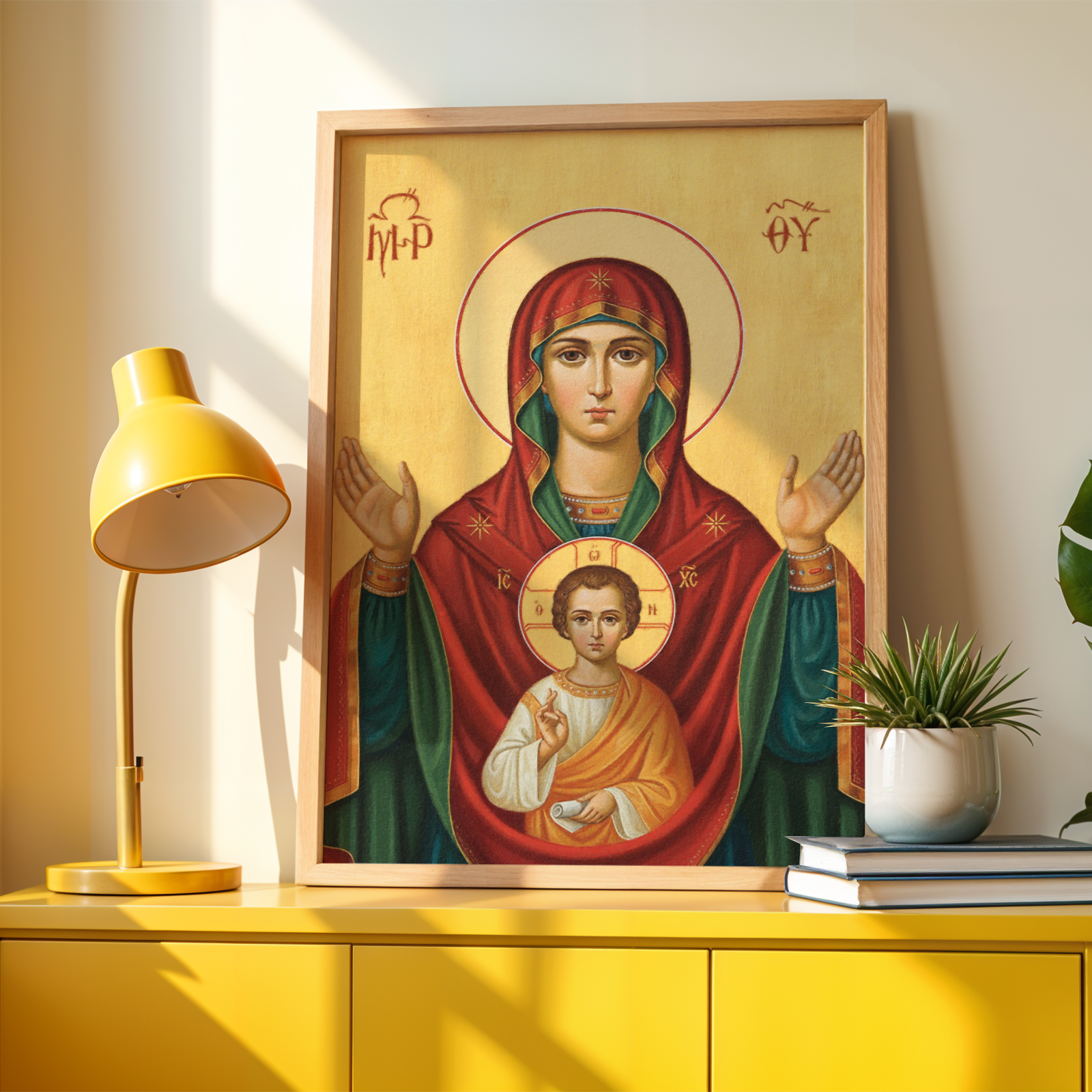 Our Lady of the Sign Orthodox Icon Wall Art, Family Blessing Gift, Holygraceart