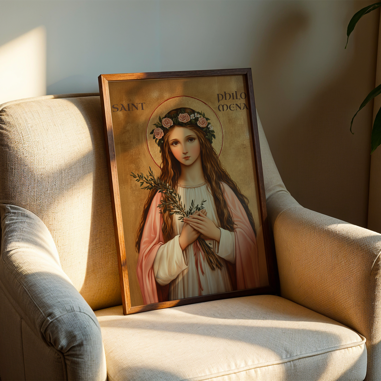 Saint Philomena Icon Wall Art, Purity and Hope Gift for Christian Women, Holygraceart