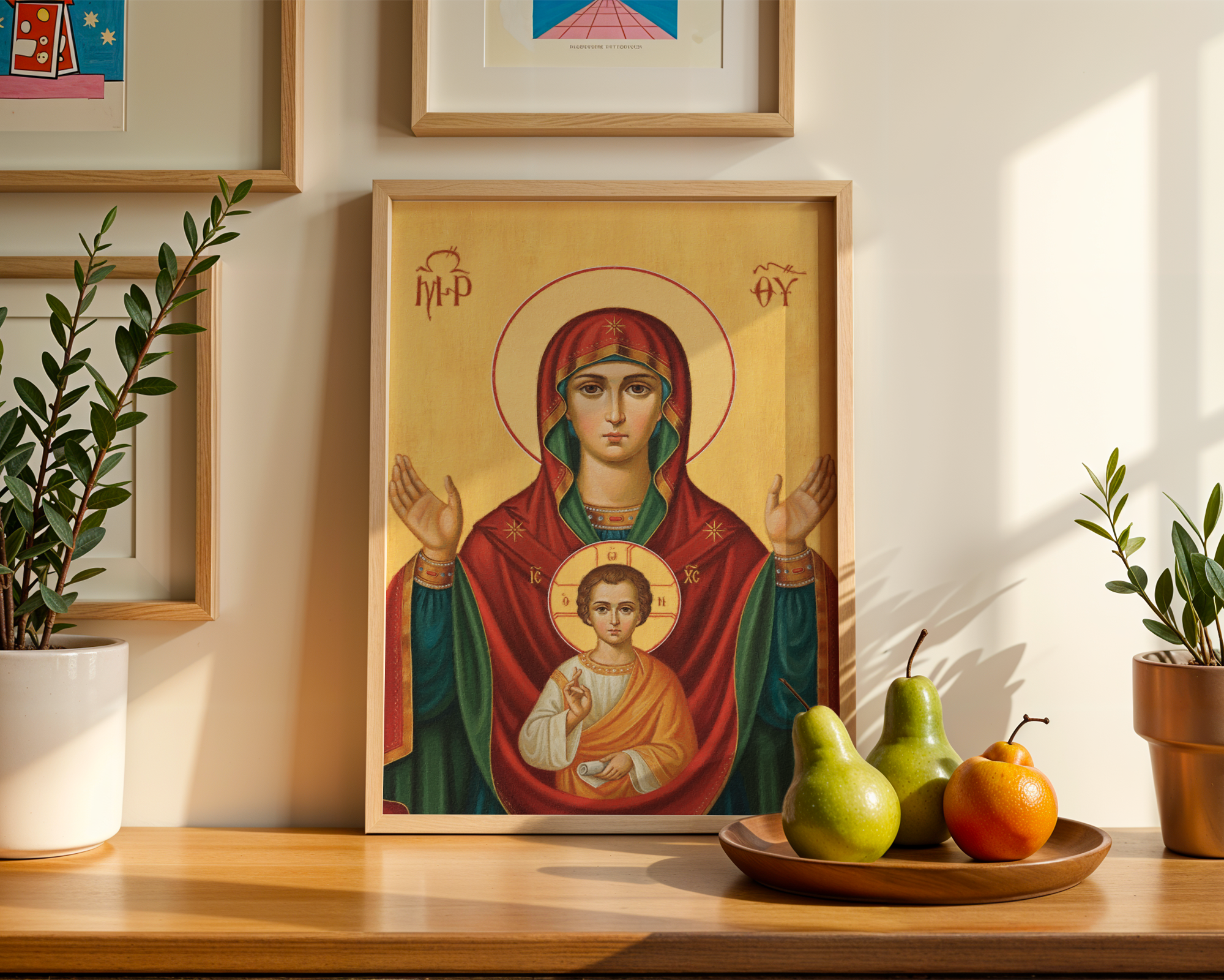 Our Lady of the Sign Orthodox Icon Wall Art, Family Blessing Gift, Holygraceart