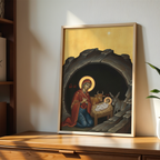 Nativity Orthodox Icon Print, Christmas Gift, New Baby Gift, Sacred Home Decor