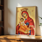 Mother of God Queen of Heaven Orthodox Icon Print, Marian Home Blessing