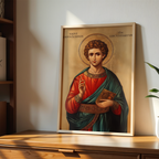 Saint Panteleimon Icon Print, Healing Prayer Gift Orthodox Wall Art, Holygraceart