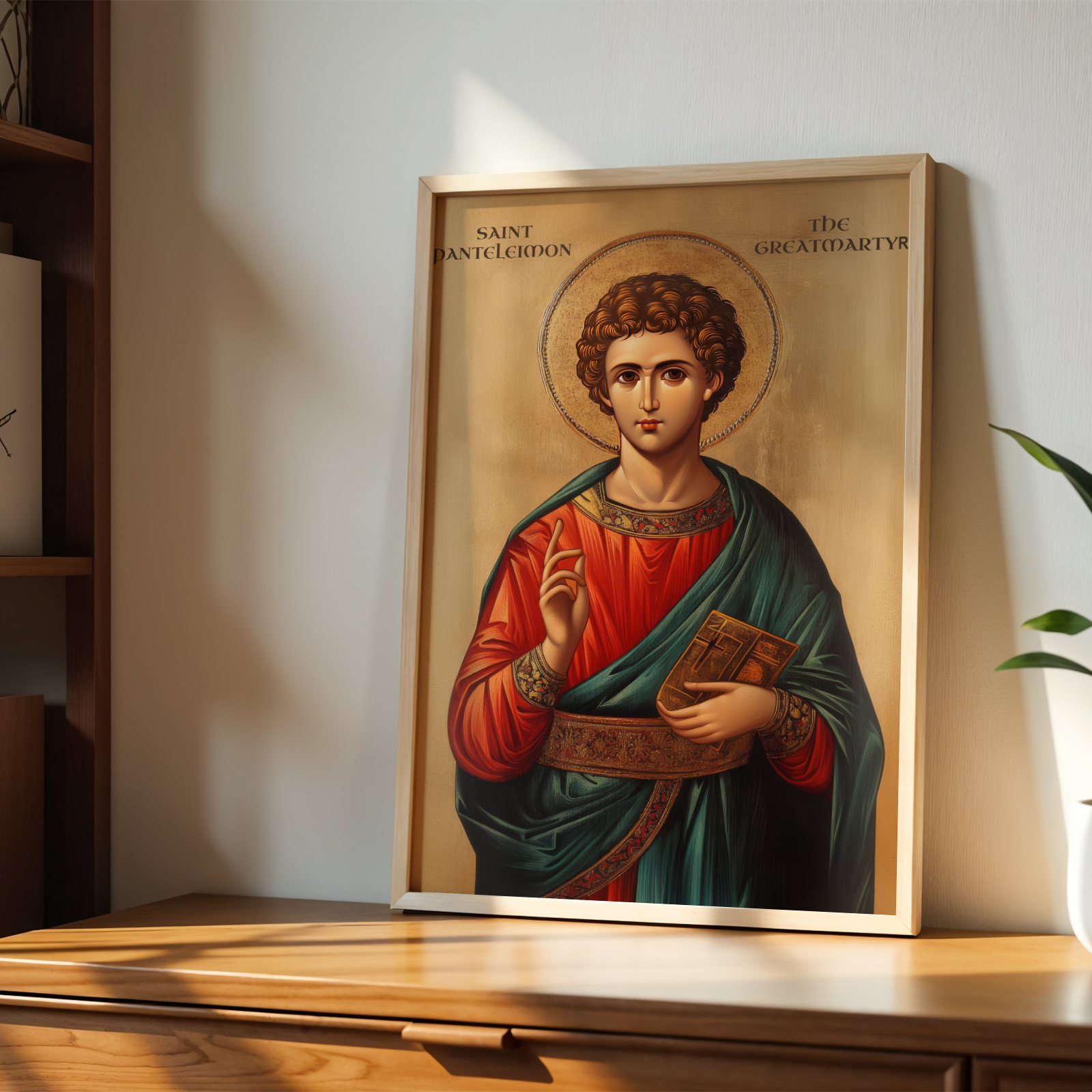 Saint Panteleimon Icon Print, Healing Prayer Gift Orthodox Wall Art, Holygraceart