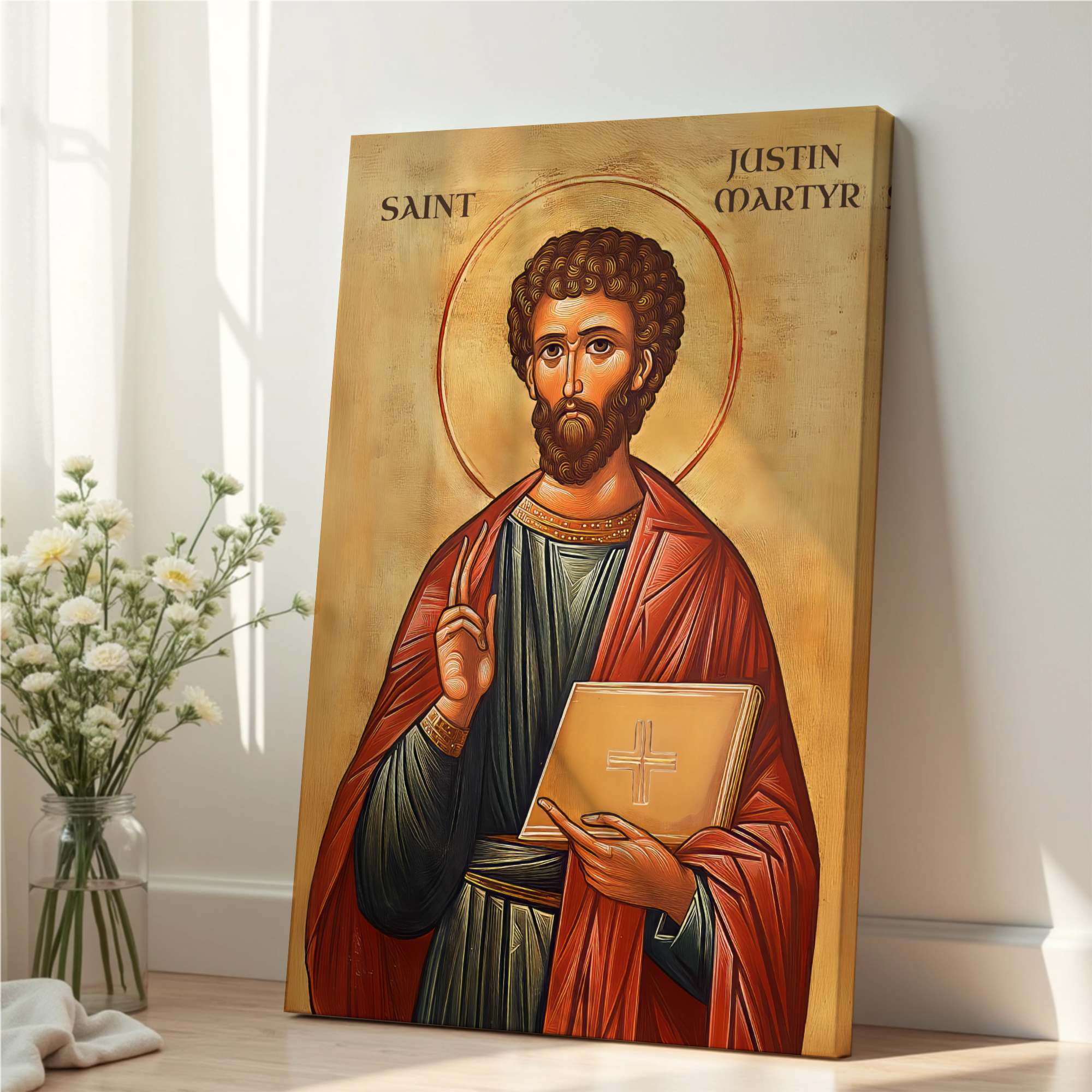 Saint Justin Martyr Icon Wall Art, Christian Truth Gift Orthodox, Holygraceart
