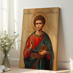 Saint Panteleimon Icon Print, Healing Prayer Gift Orthodox Wall Art, Holygraceart