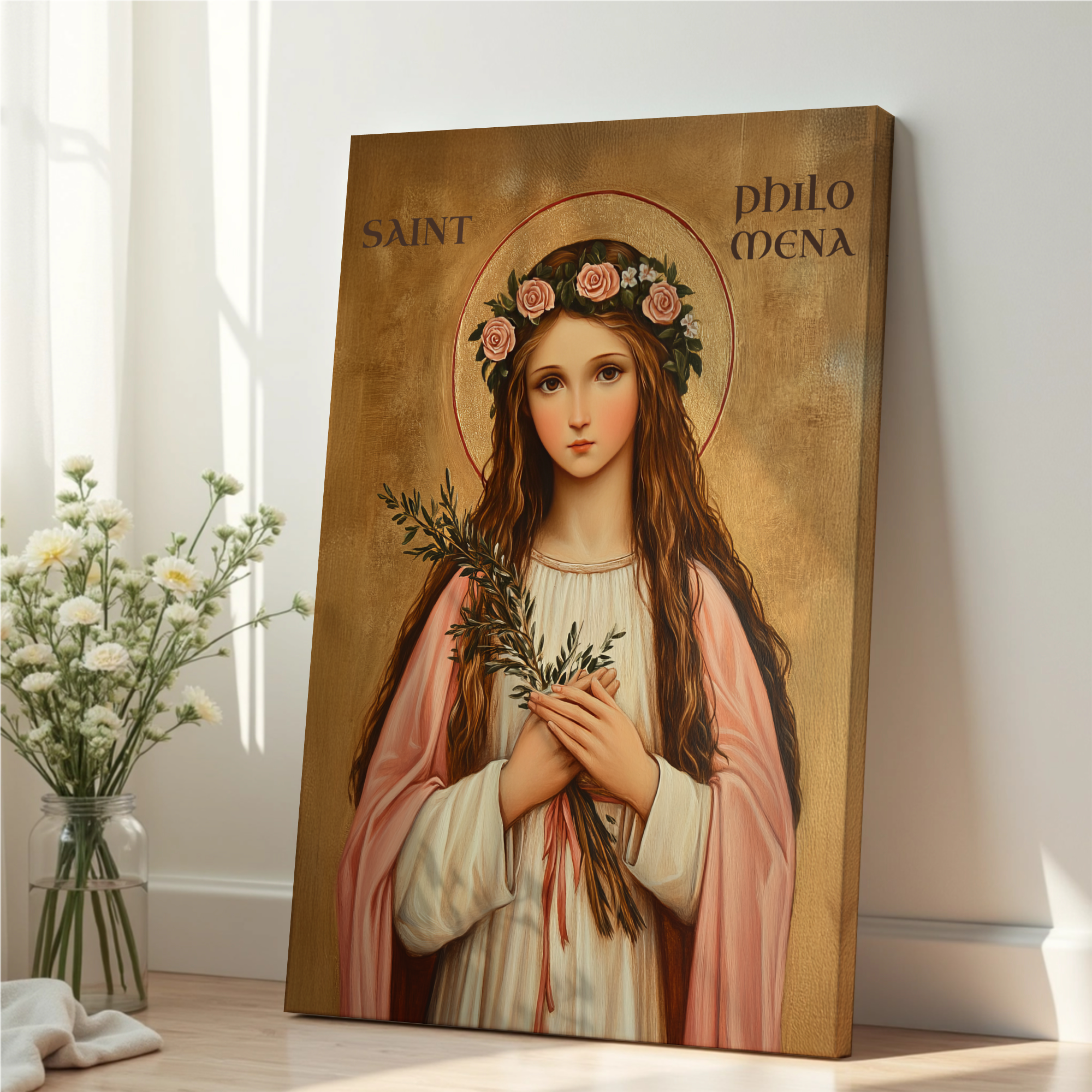 Saint Philomena Icon Wall Art, Purity and Hope Gift for Christian Women, Holygraceart