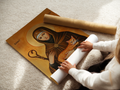 Saint Gertrude of Nivelles Icon Wall Art, Cat Lover Gift Orthodox Home Altar, Holygraceart
