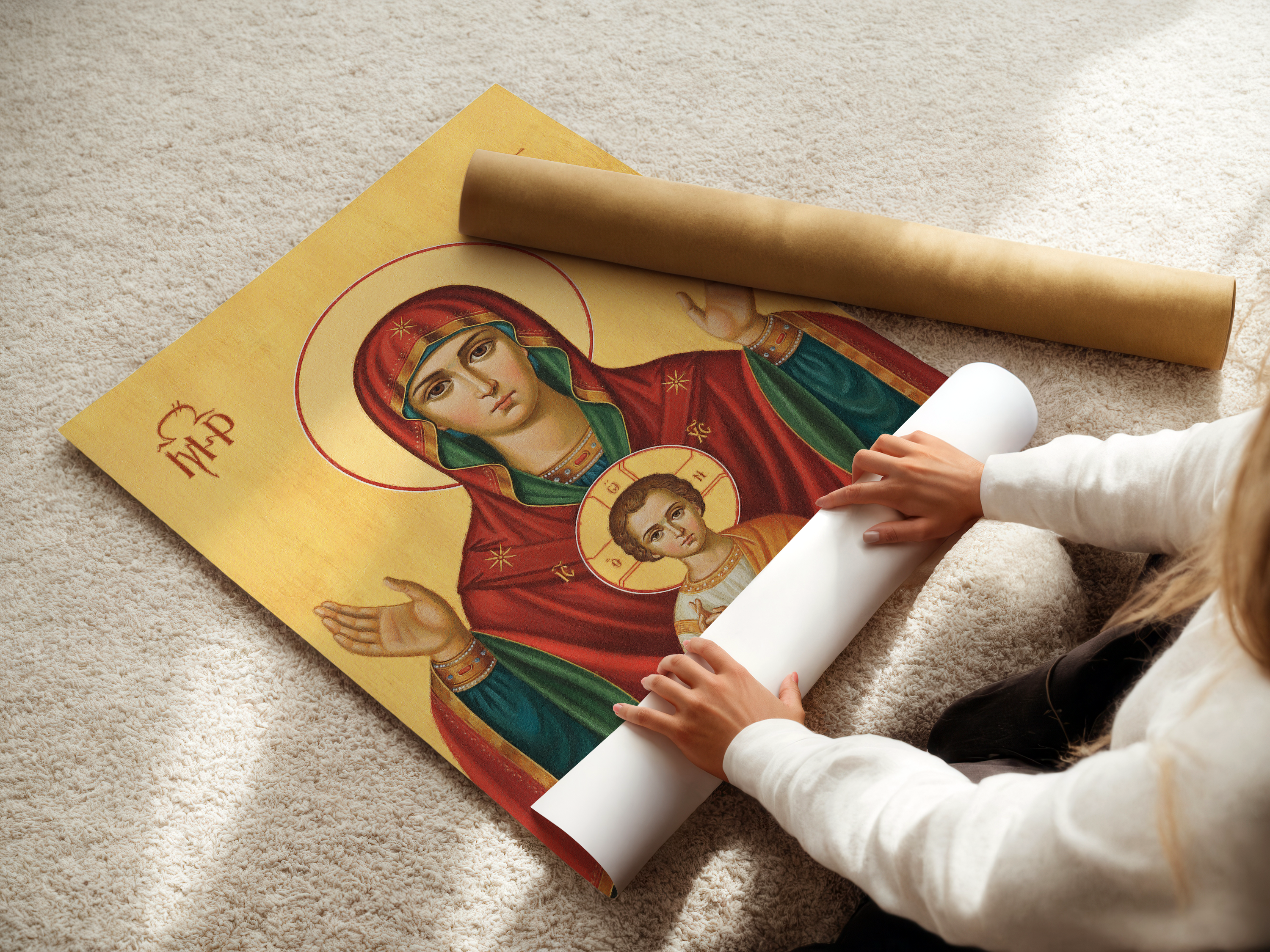 Our Lady of the Sign Orthodox Icon Wall Art, Family Blessing Gift, Holygraceart