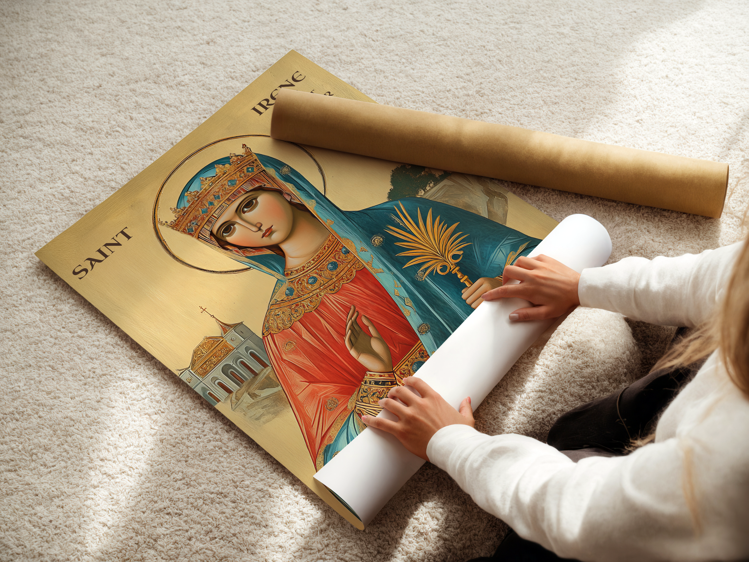 Saint Irene the Great Martyr Icon Wall Art, Courage and Martyrdom Gift Orthodox Decor