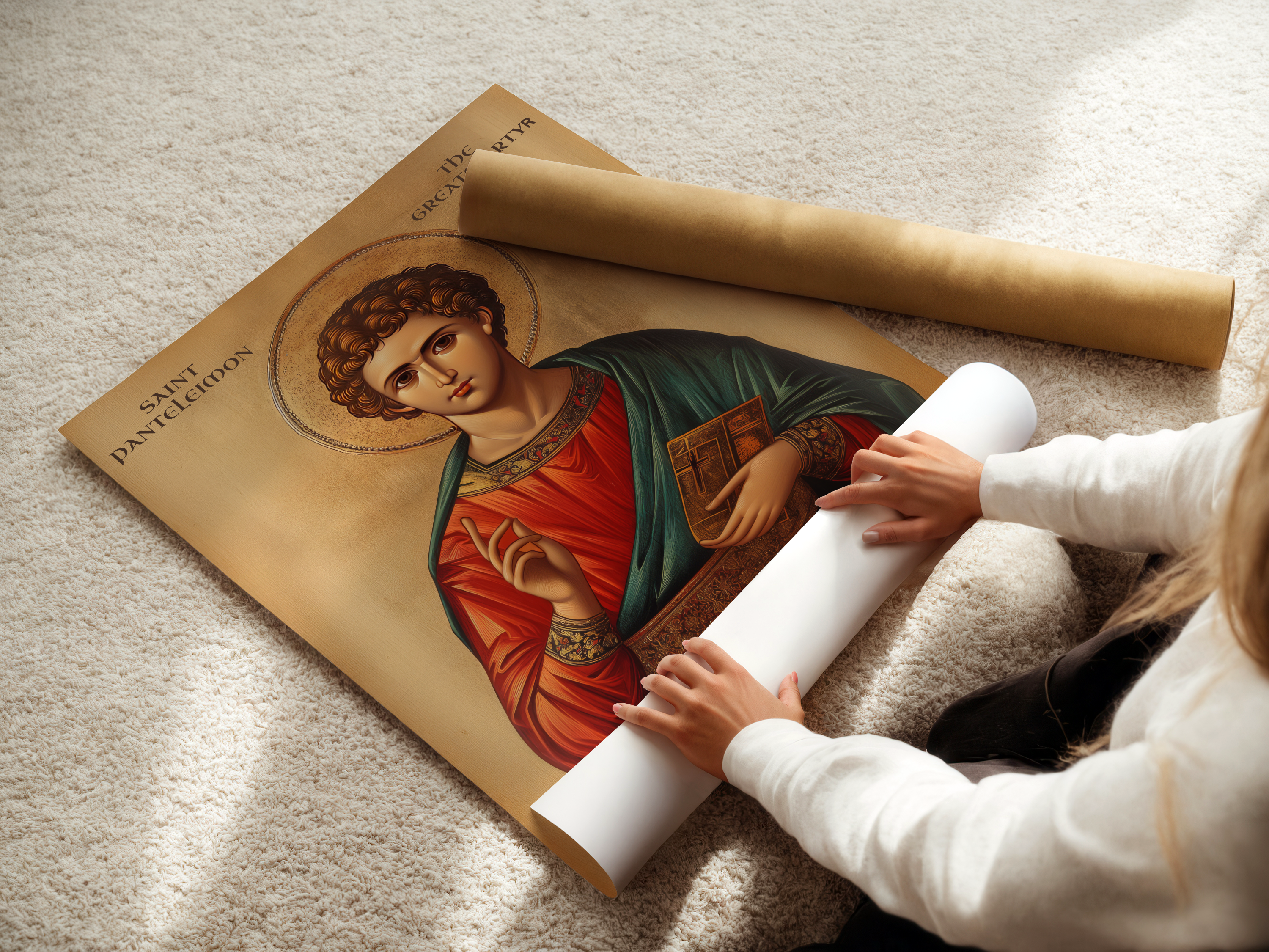 Saint Panteleimon Icon Print, Healing Prayer Gift Orthodox Wall Art, Holygraceart