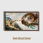 The Creation of Adam Panoramic Wall Art - Michelangelo Sistine Chapel Canvas Print - Large Renaissance Masterpiece