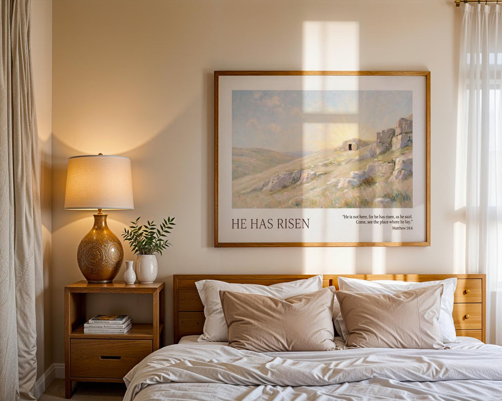 He Has Risen, Matthew 28:6 – Art Print, Easter Gift