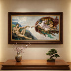 The Creation of Adam Panoramic Wall Art - Michelangelo Sistine Chapel Canvas Print - Large Renaissance Masterpiece