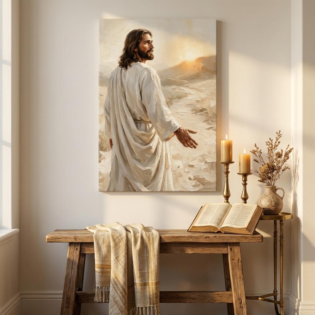 Jesus Reaching Out Oil Painting, Christian Wall Art, Modern Religious Decor, Christ Poster Print