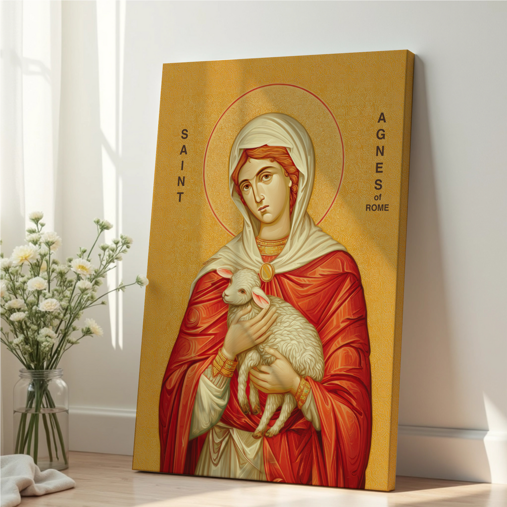 Saint Agnes of Rome Icon Print, Young Faith Gift Orthodox Art, Holygraceart