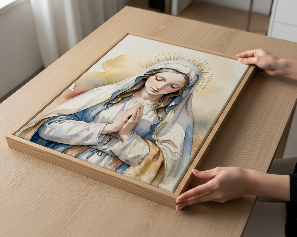 Virgin Mary Prayer Wall Art, Marian Devotion Gift, Catholic Home Decor, Holygraceart