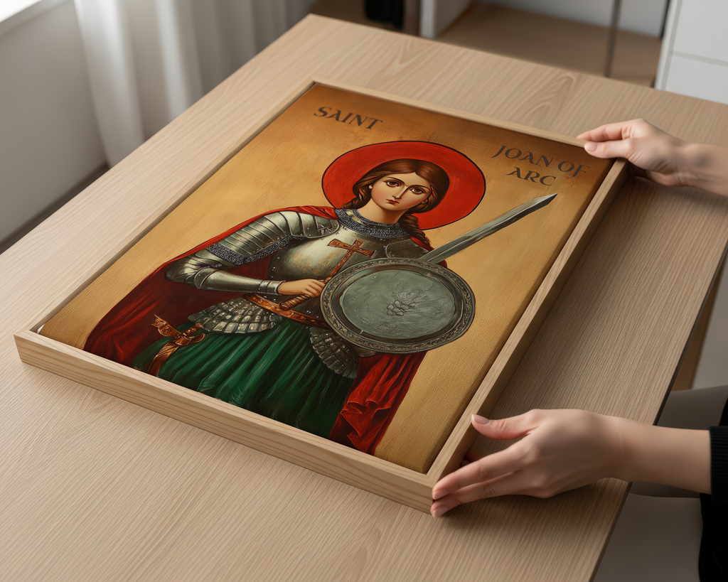 Saint Joan of Arc Icon Wall Art, Courage and Victory Gift for Christian Women, Holygraceart