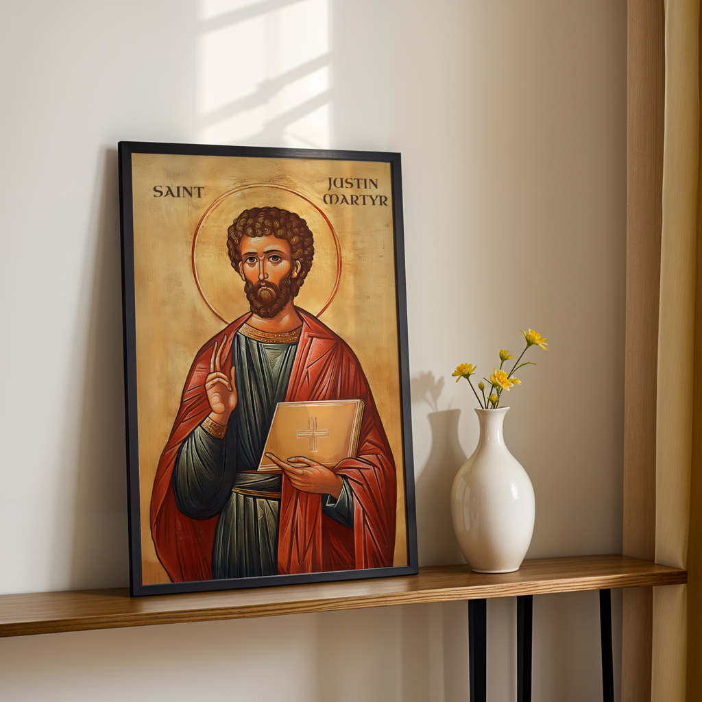 Saint Justin Martyr Icon Wall Art, Christian Truth Gift Orthodox, Holygraceart