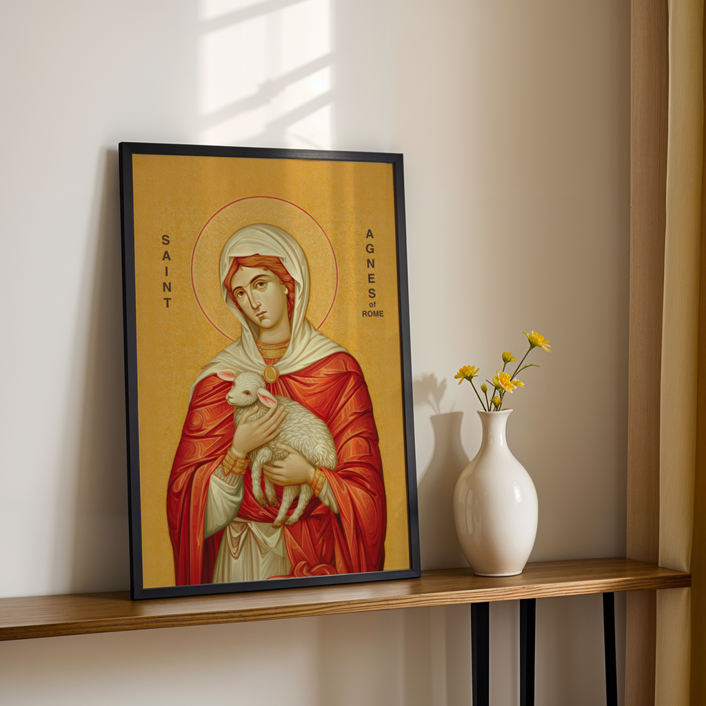 Saint Agnes of Rome Icon Print, Young Faith Gift Orthodox Art, Holygraceart