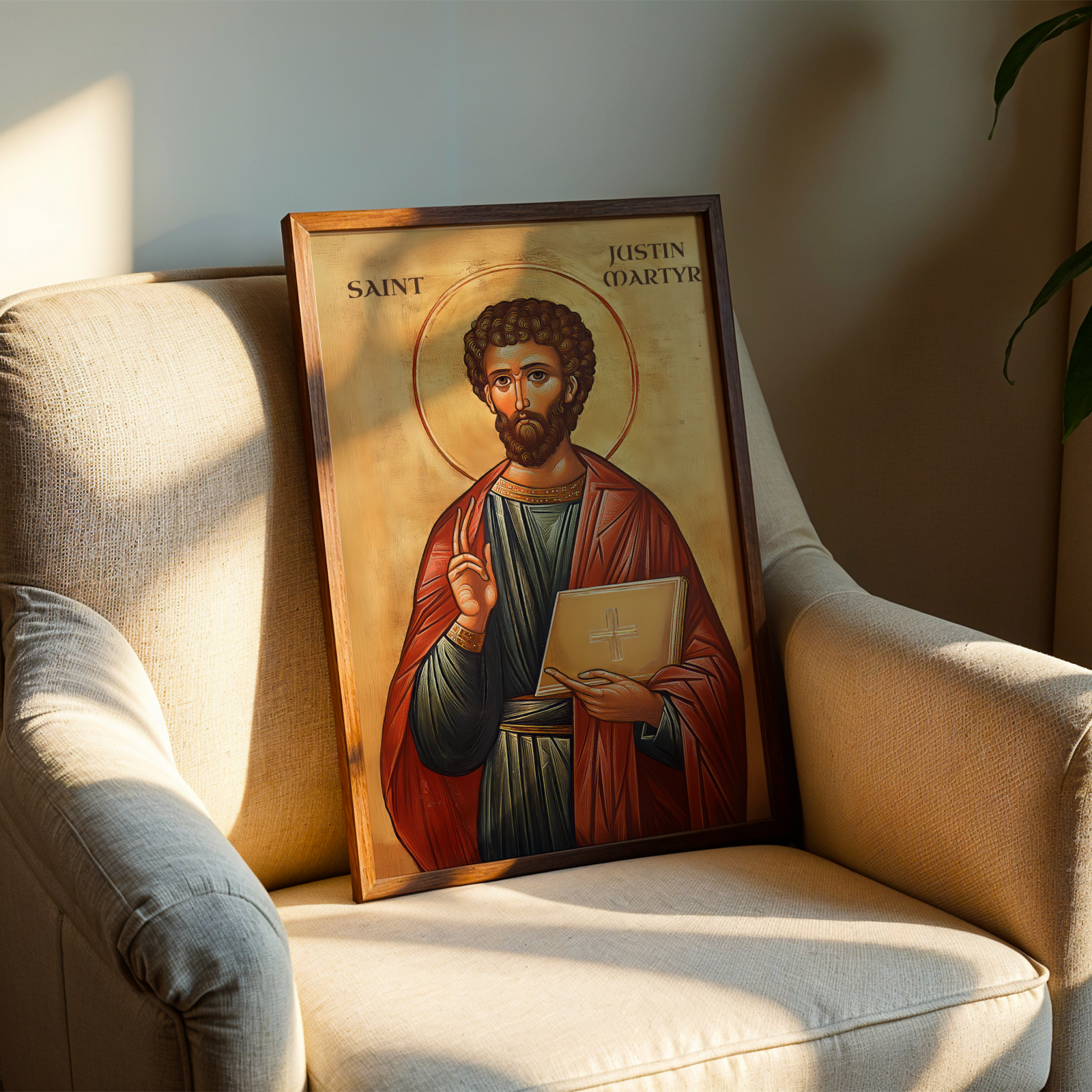 Saint Justin Martyr Icon Wall Art, Christian Truth Gift Orthodox, Holygraceart