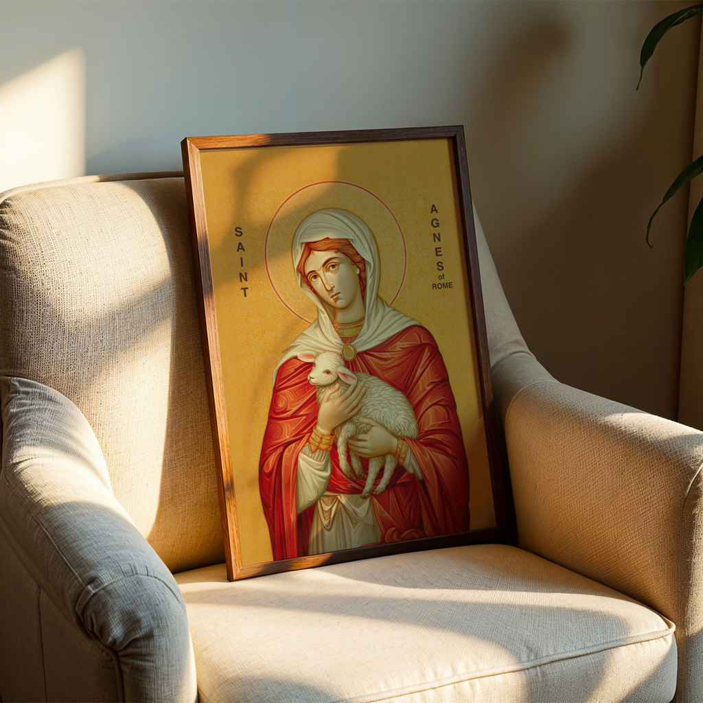 Saint Agnes of Rome Icon Print, Young Faith Gift Orthodox Art, Holygraceart