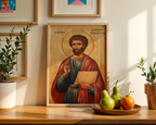 Saint Justin Martyr Icon Wall Art, Christian Truth Gift Orthodox, Holygraceart