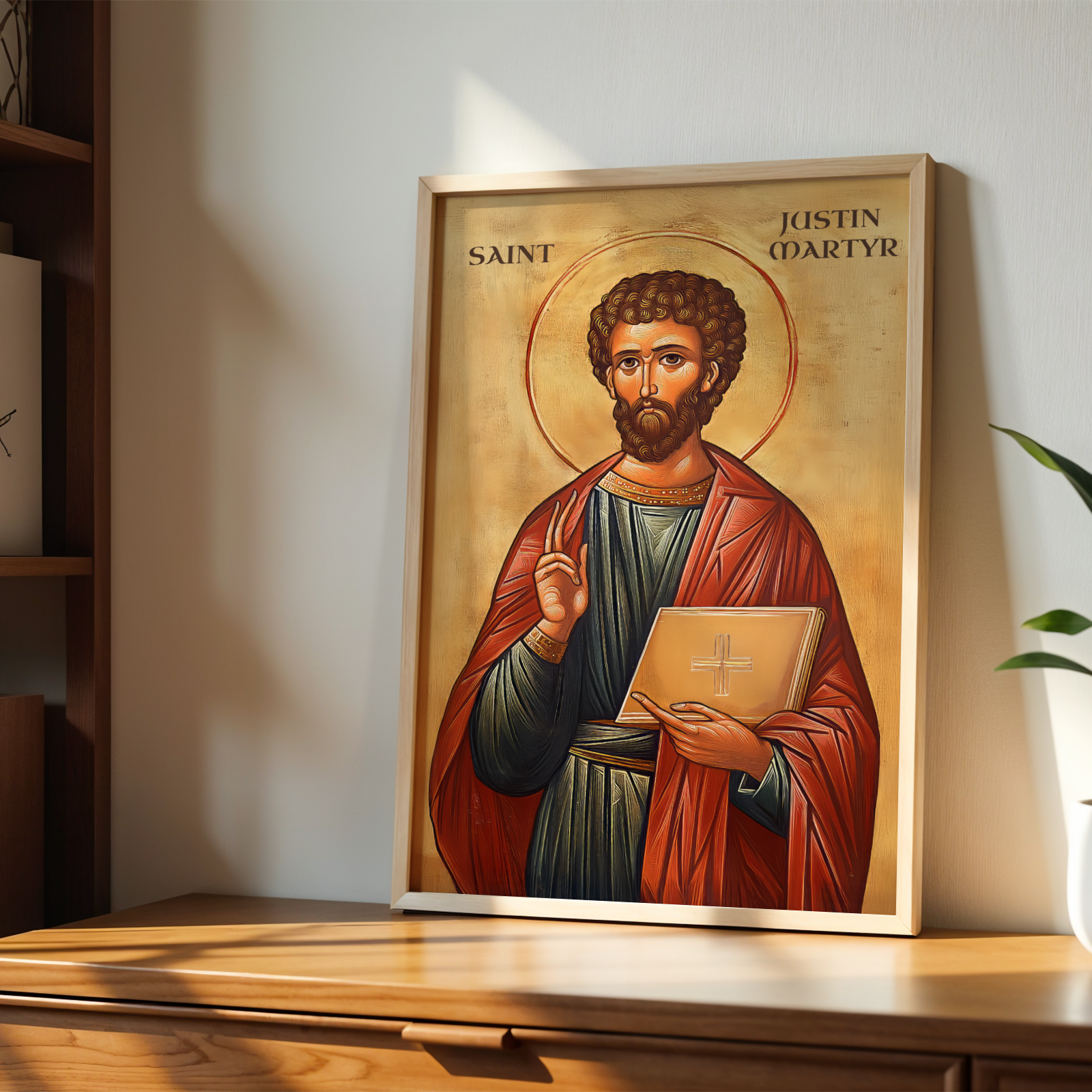 Saint Justin Martyr Icon Wall Art, Christian Truth Gift Orthodox, Holygraceart