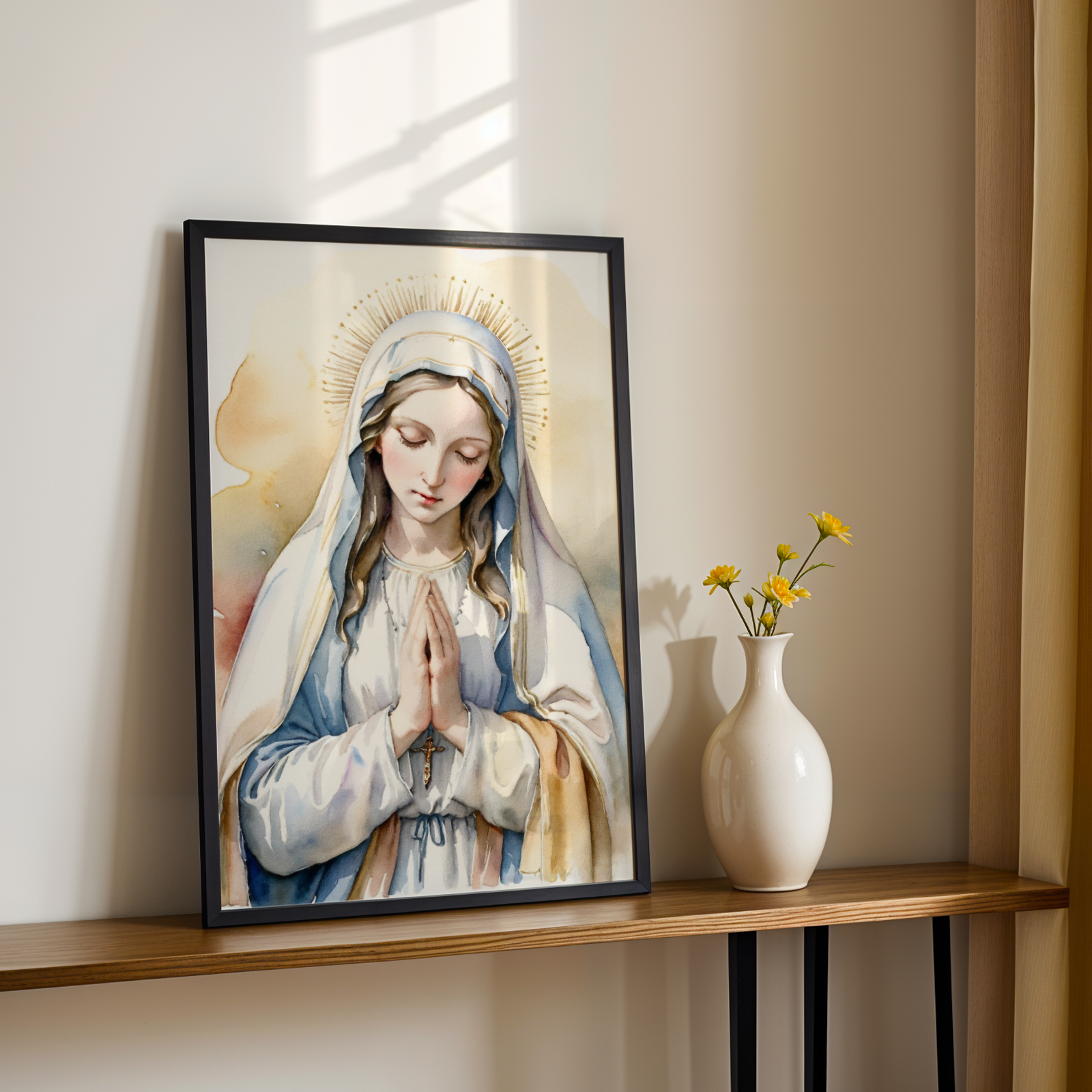 Virgin Mary Prayer Wall Art, Marian Devotion Gift, Catholic Home Decor, Holygraceart