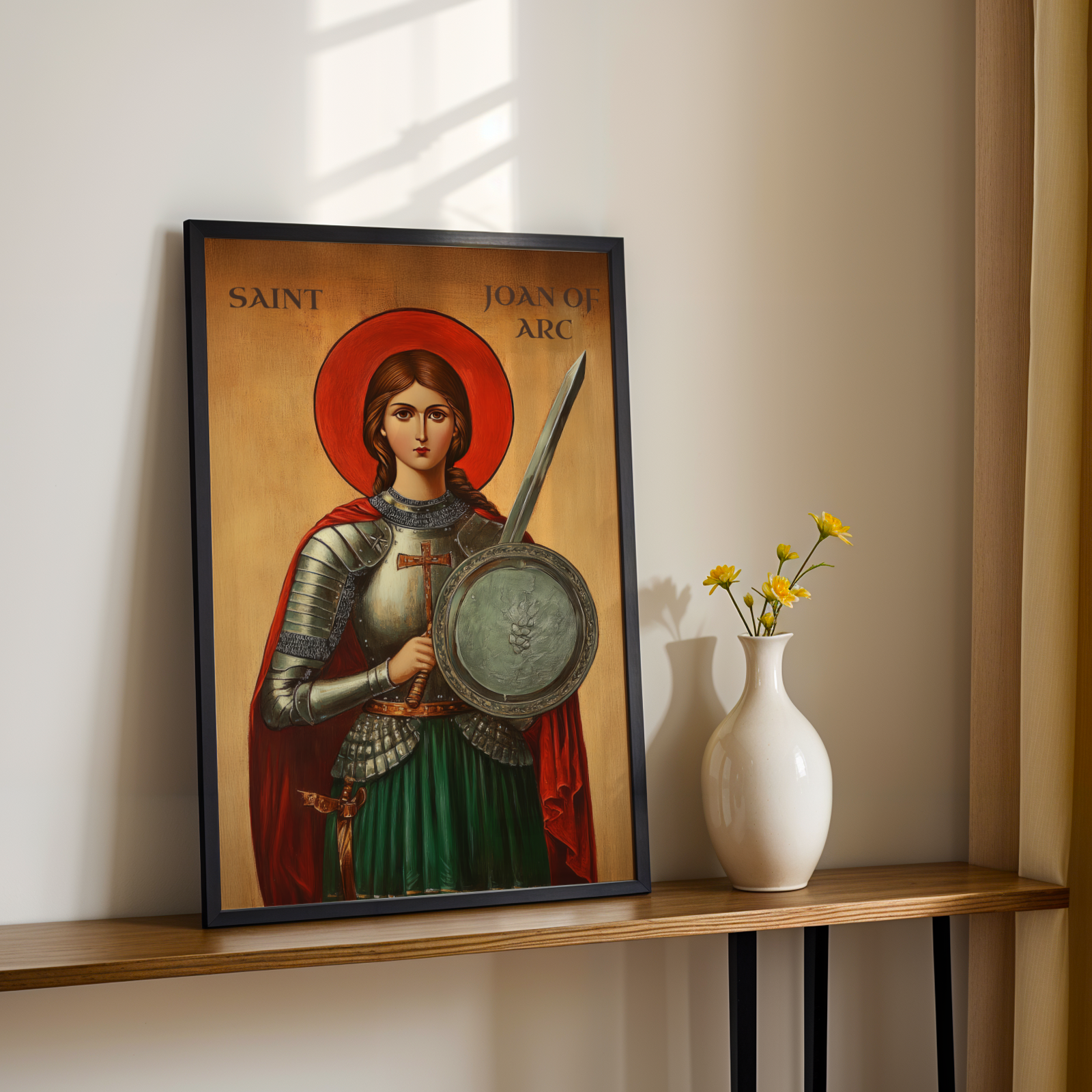 Saint Joan of Arc Icon Wall Art, Courage and Victory Gift for Christian Women, Holygraceart