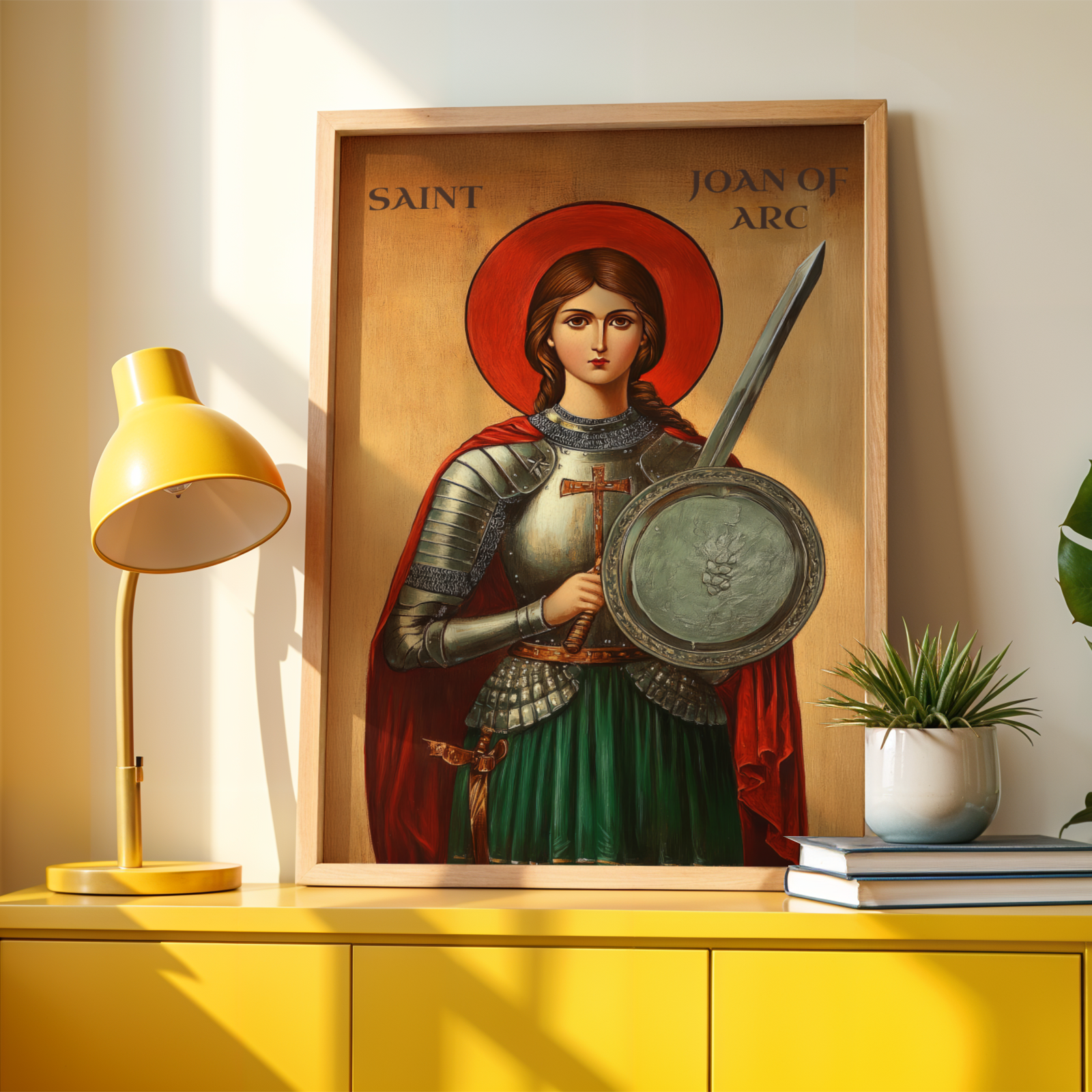 Saint Joan of Arc Icon Wall Art, Courage and Victory Gift for Christian Women, Holygraceart