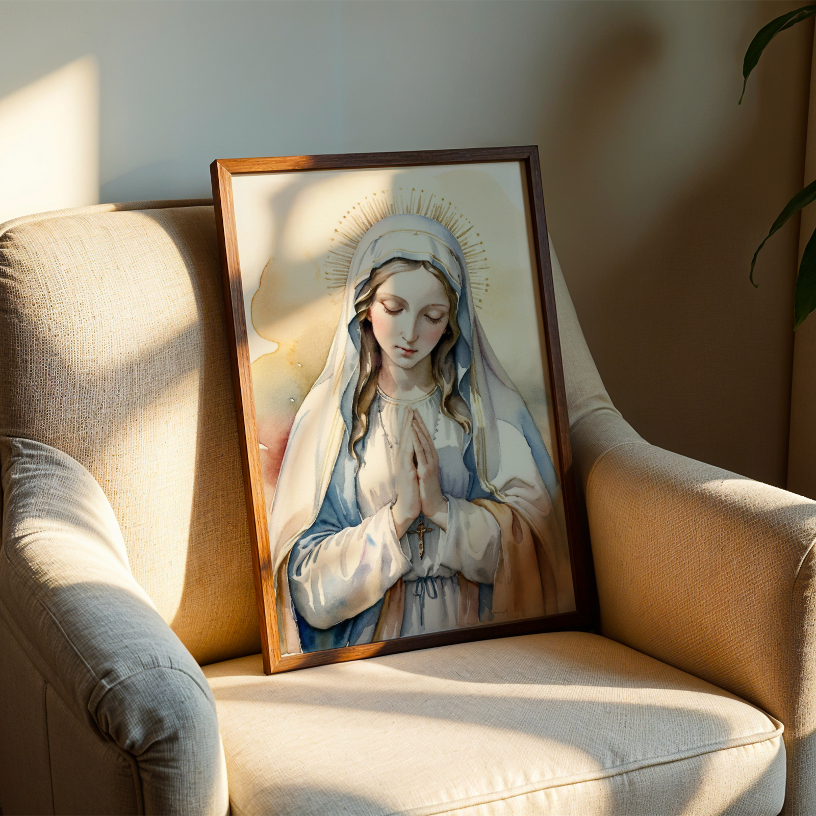 Virgin Mary Prayer Wall Art, Marian Devotion Gift, Catholic Home Decor, Holygraceart
