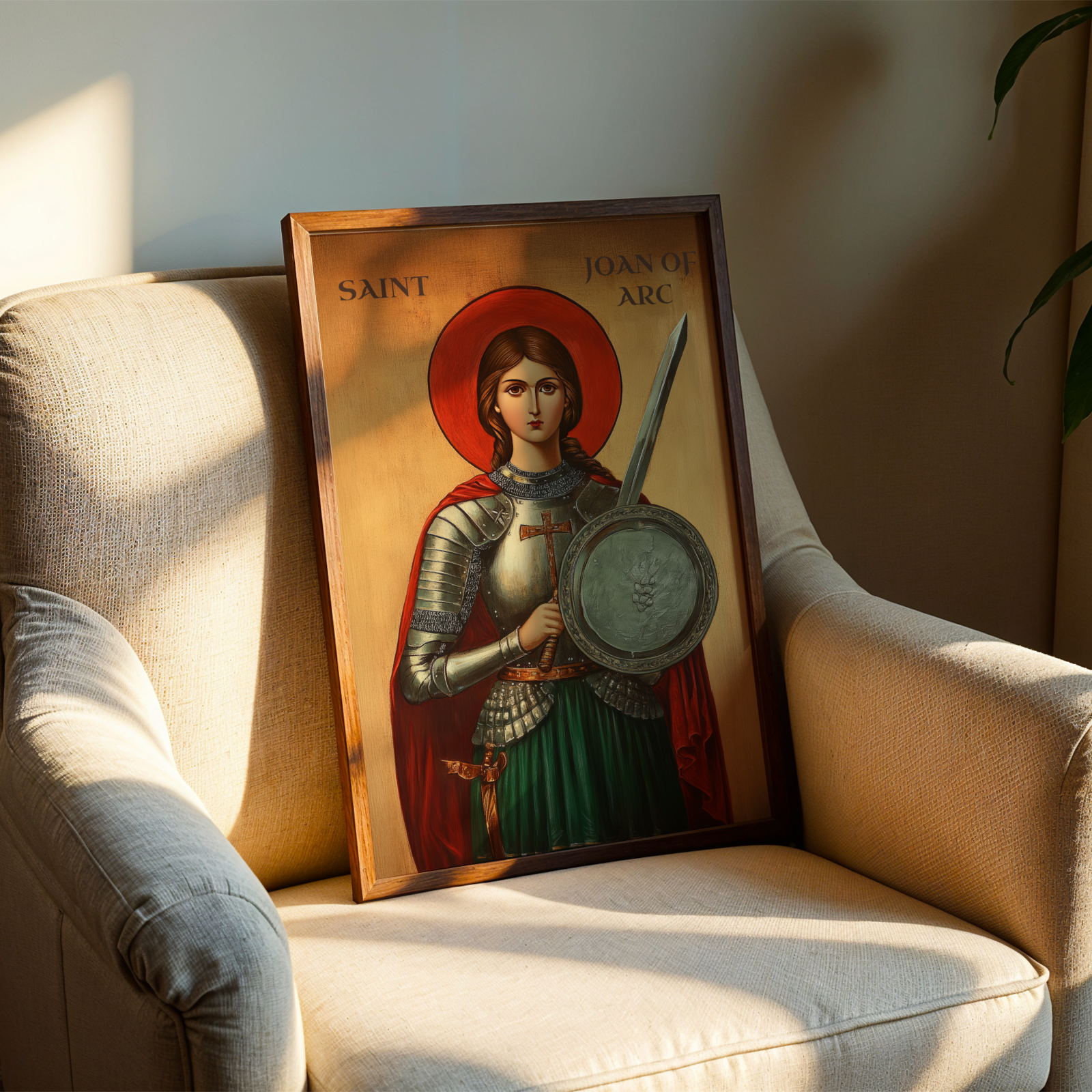 Saint Joan of Arc Icon Wall Art, Courage and Victory Gift for Christian Women, Holygraceart