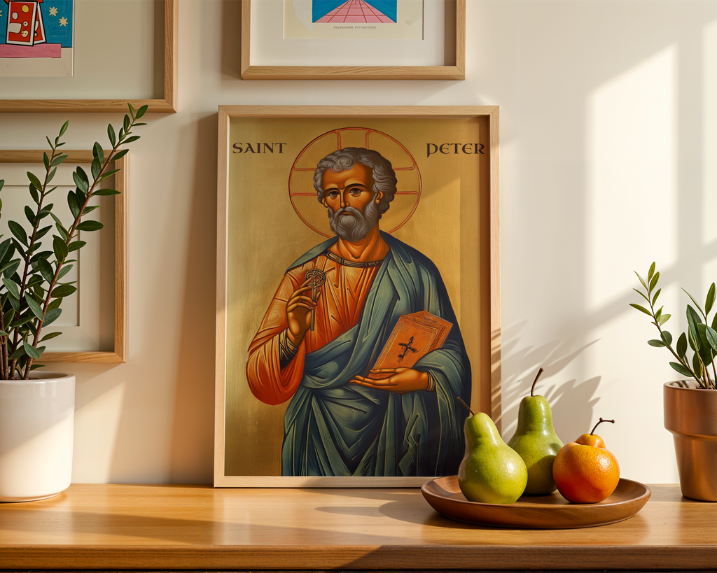 Saint Peter the Apostle Icon Wall Art, Church Leader Gift Orthodox Decor, Holygraceart