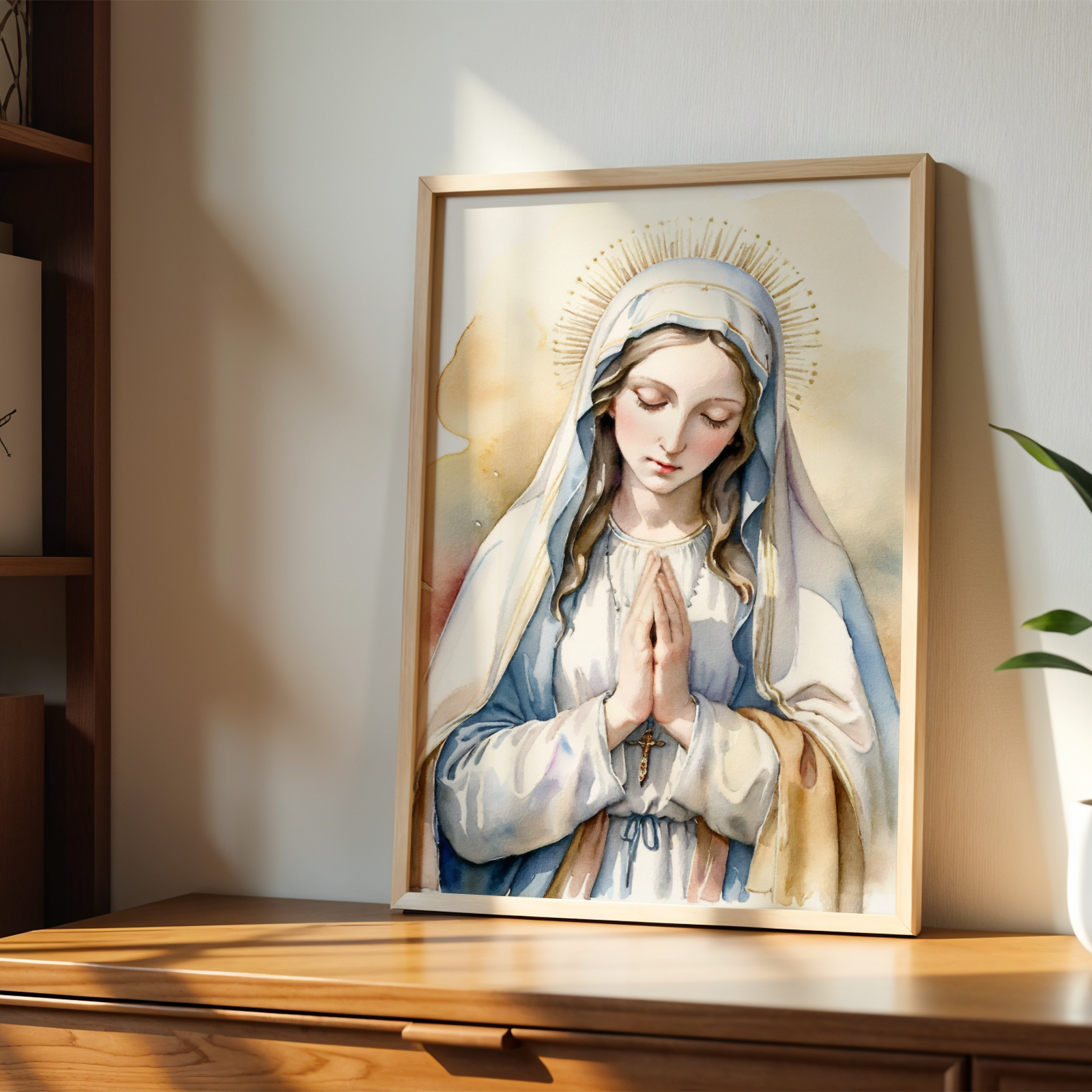 Virgin Mary Prayer Wall Art, Marian Devotion Gift, Catholic Home Decor, Holygraceart
