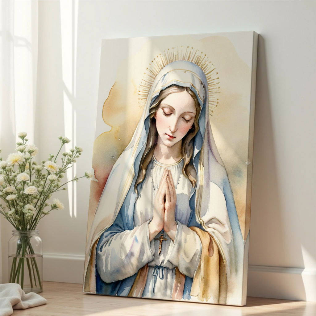 Virgin Mary Prayer Wall Art, Marian Devotion Gift, Catholic Home Decor, Holygraceart