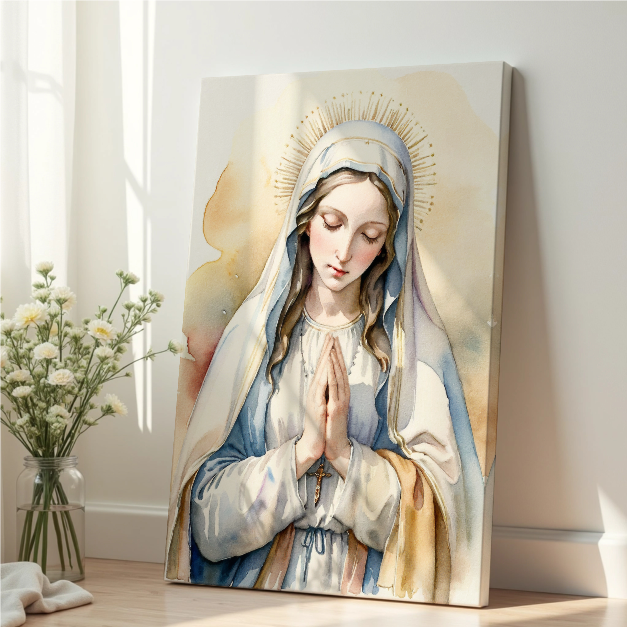 Virgin Mary Prayer Wall Art, Marian Devotion Gift, Catholic Home Decor, Holygraceart