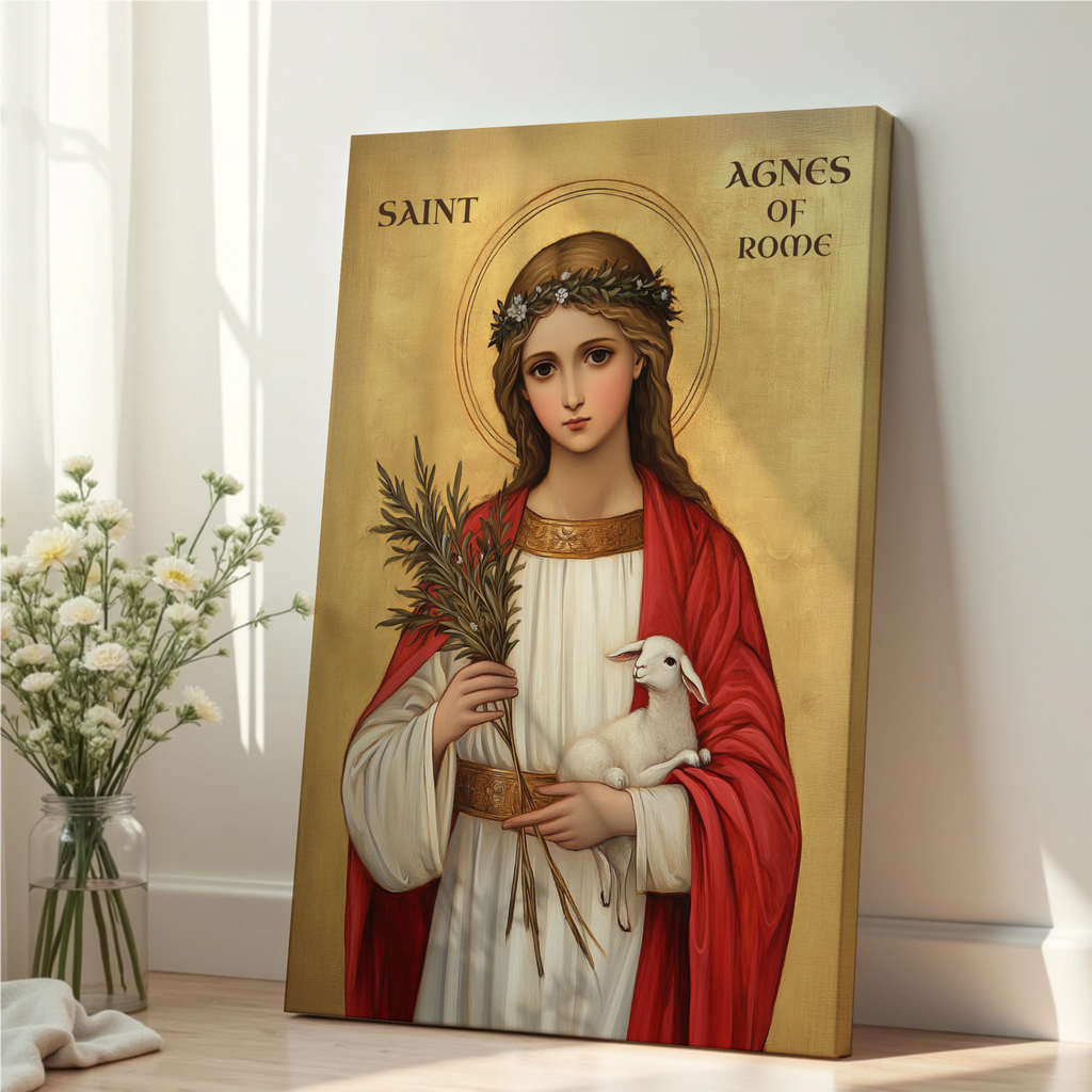 Saint Agnes of Rome Icon Print, Virgin Martyr Gift Byzantine Wall Art, Holygraceart