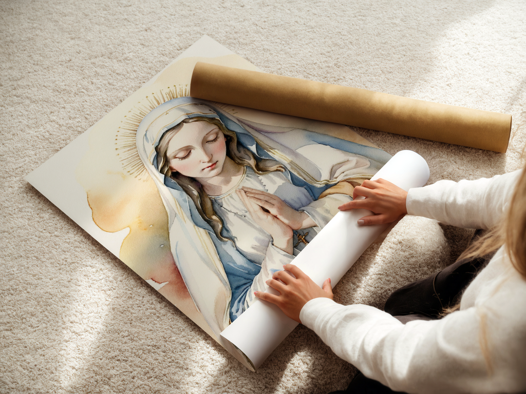 Virgin Mary Prayer Wall Art, Marian Devotion Gift, Catholic Home Decor, Holygraceart