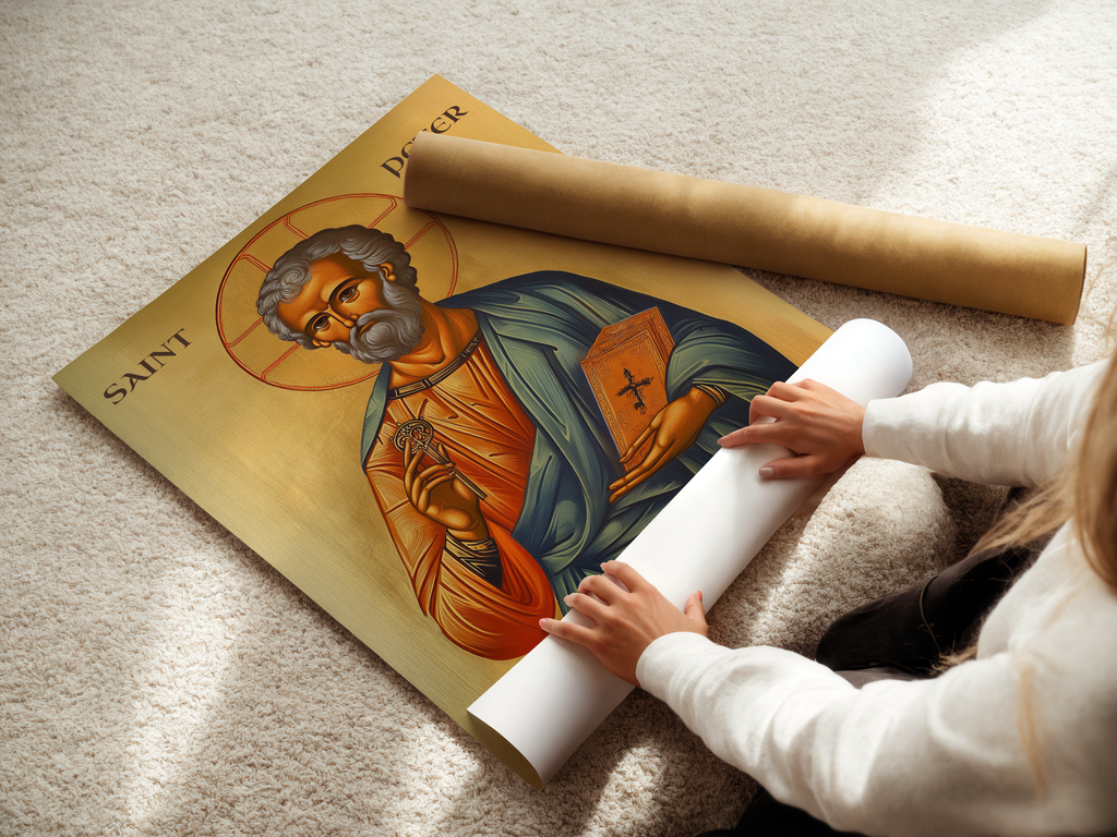 Saint Peter the Apostle Icon Wall Art, Church Leader Gift Orthodox Decor, Holygraceart