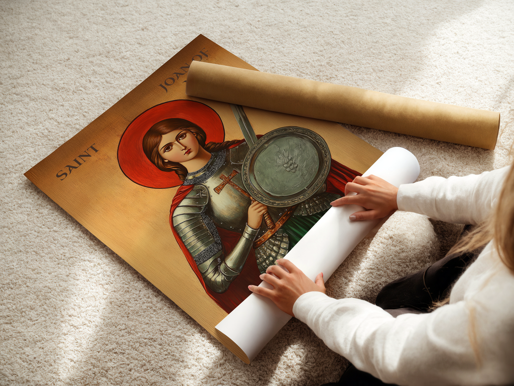 Saint Joan of Arc Icon Wall Art, Courage and Victory Gift for Christian Women, Holygraceart
