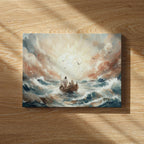 Jesus Calms the Storm Canvas | Christian Biblical Boat Painting