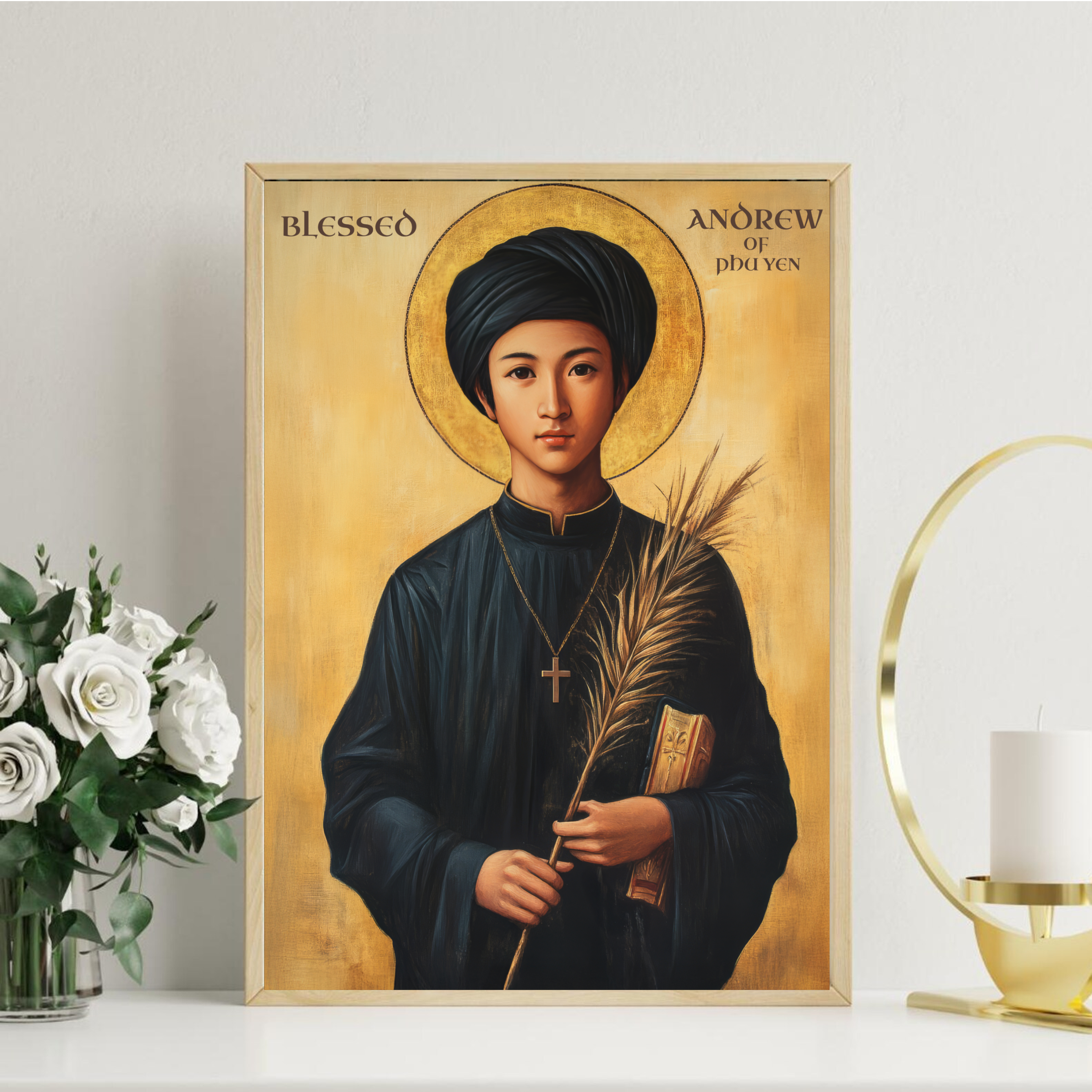 Blessed Andrew of Phu Yen Icon Print, Youth Faith Gift, Byzantine Wall Art
