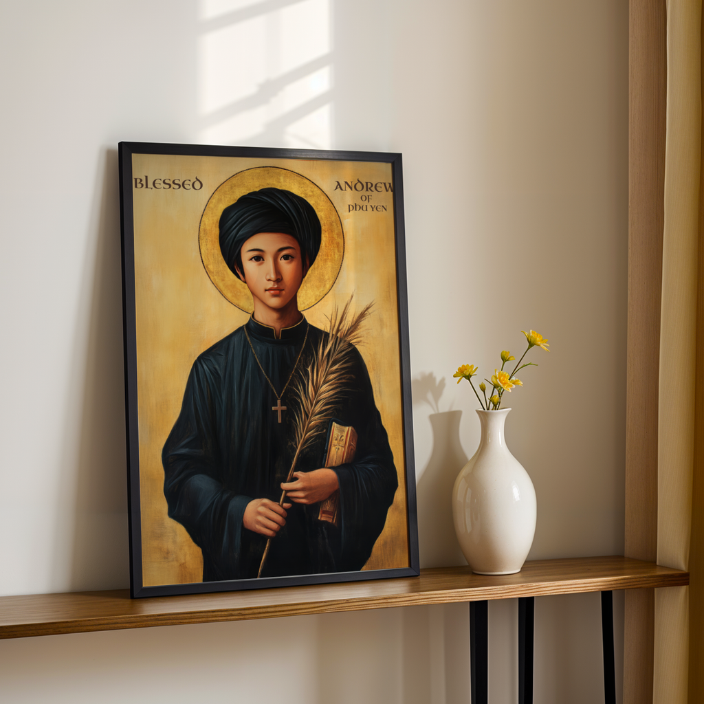 Blessed Andrew of Phu Yen Icon Print, Youth Faith Gift, Byzantine Wall Art