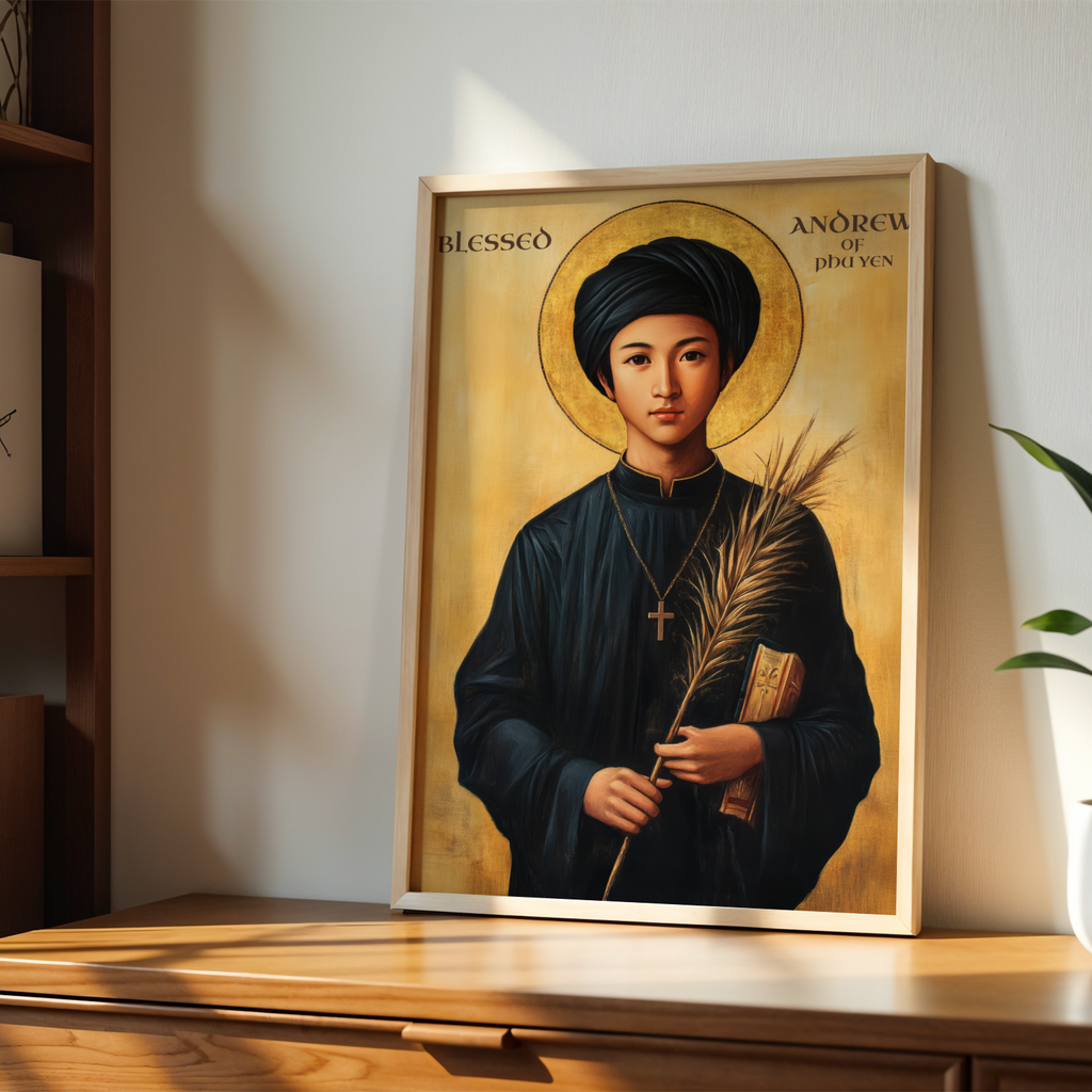 Blessed Andrew of Phu Yen Icon Print, Youth Faith Gift, Byzantine Wall Art