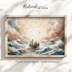 Jesus Calms the Storm Canvas | Christian Biblical Boat Painting