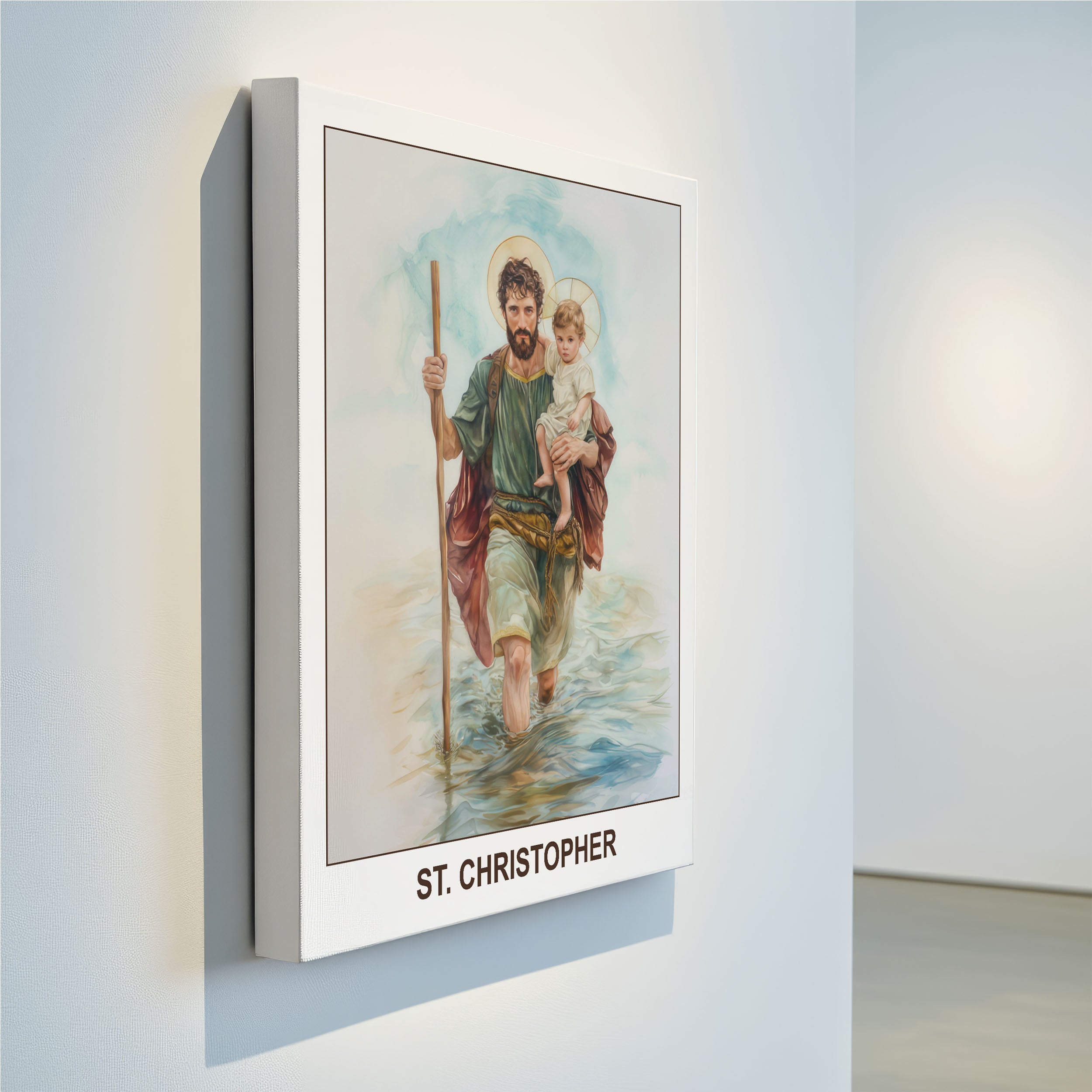 Saint Christopher Wall Art, Travel Gift, Catholic Home Decor, Holygraceart H285