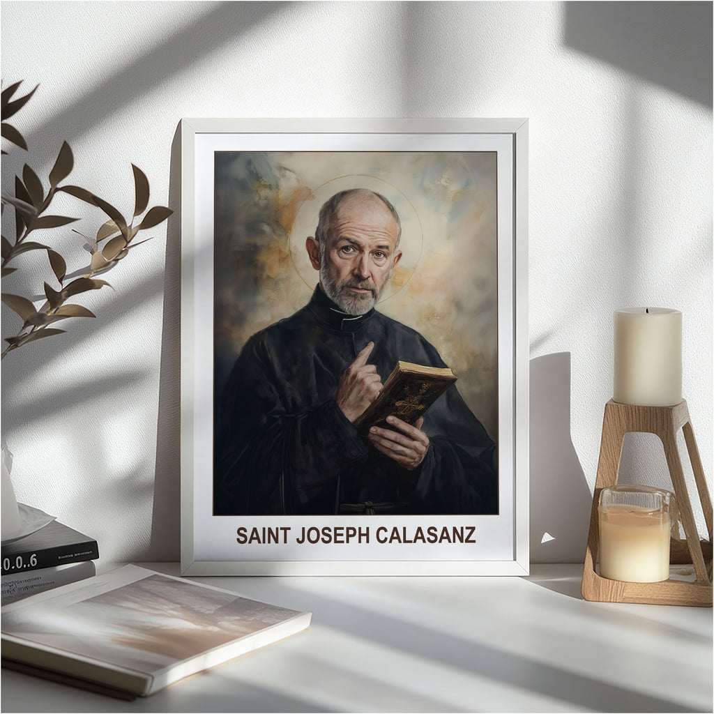 Saint Joseph Calasanz Portrait Print, Patron of Schools Wall Decor, Holygraceart H287