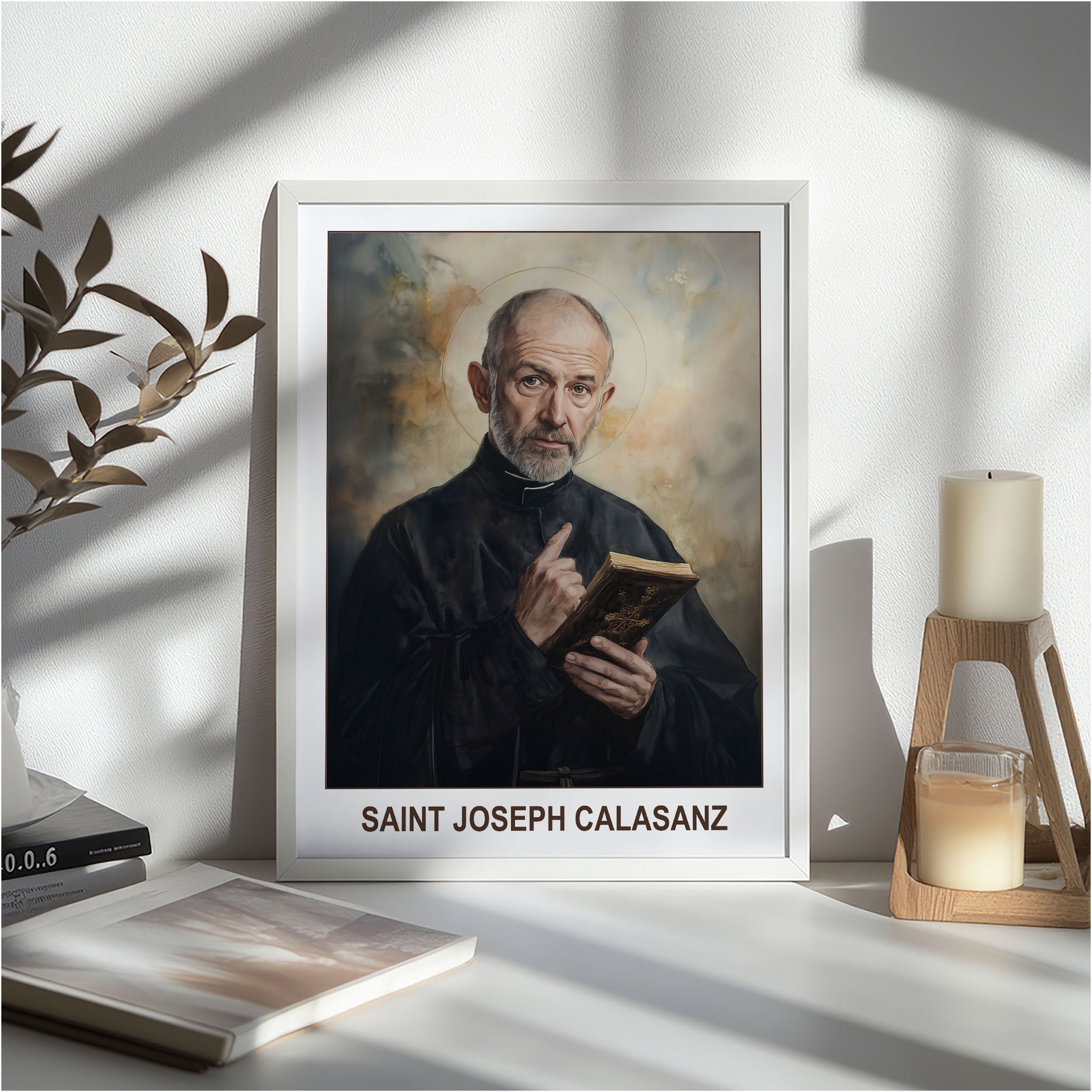 Saint Joseph Calasanz Portrait Print, Patron of Schools Wall Decor, Holygraceart H287